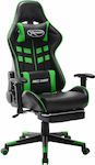 vidaXL 20513 Gaming Chair with Adjustable Arms and Footrest Black / Green