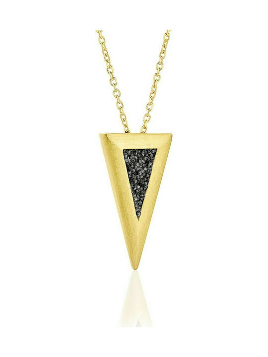 Honor Omano Triangle Necklace Made of Gold Plated Silver with Black Diamond