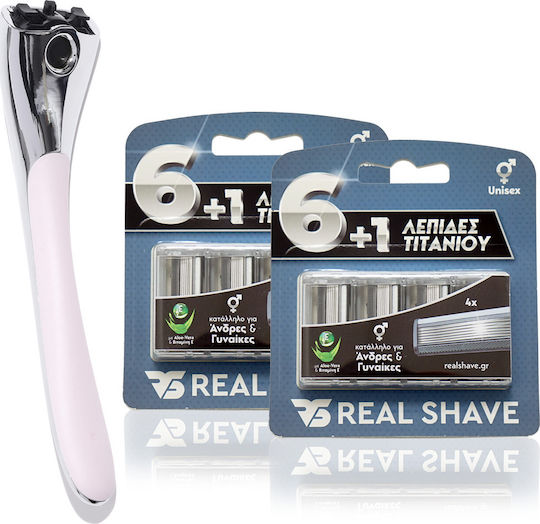 Realshave Ξυραφάκι Σώματος με Ανταλλακτική Κεφαλή 6 Λεπίδων & Λιπαντική Ταινία