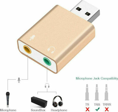 Εξωτερική USB Κάρτα Ήχου 7.1 σε Χρυσό χρώμα 06.004.0067