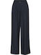 Fransa Women's High Waisted Fabric Pantaloon Regular Fit Navy Blazer