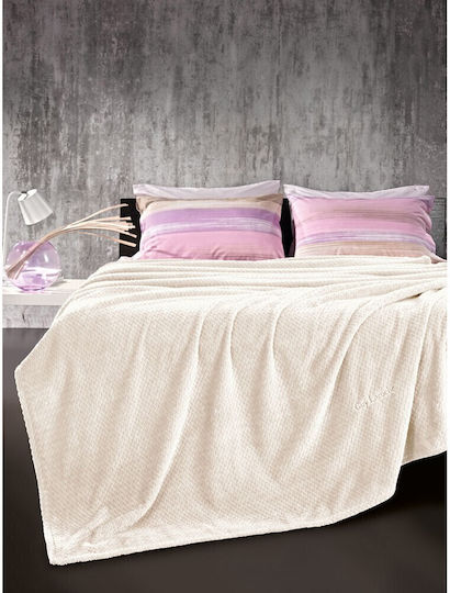 Guy Laroche Rombus Σετ Κουβέρτα Fleece Υπέρδιπλη 220x240εκ. Ecru