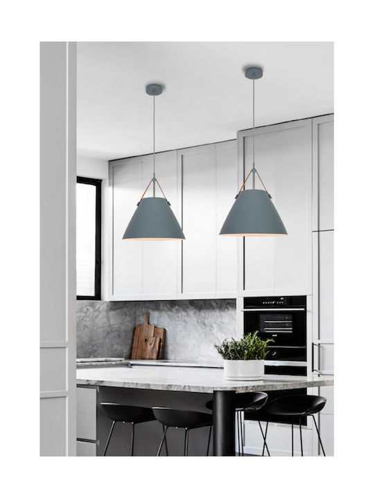 Viokef Hector Pendant Light Gray Bell with Socket E27 35x350x30cm
