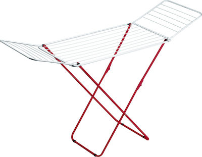 Gimi Jolly Metallic Folding Floor Clothes Drying Rack Silver-Red with Hanging Length 18m