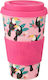 Sass & Belle Tiki Toucan Bamboo Cup with Lid Pink