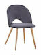 Dining Room Velvet Chair Grey 52x49.5x77cm