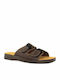 Pyramis T-128L Men's Leather Sandals Brown