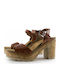 Refresh Platform Leather Women's Sandals Brown with Chunky High Heel