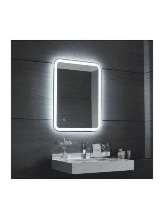 Gloria Rolan Ορθογώνιος Καθρέπτης Μπάνιου Led Αφής 60x80cm Μαύρος