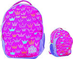 Creative Concepts Ανατομική Ροζ με Κορώνες Σχολική Τσάντα Πλάτης Δημοτικού σε Ροζ χρώμα Μ32 x Π22 x Υ46cm
