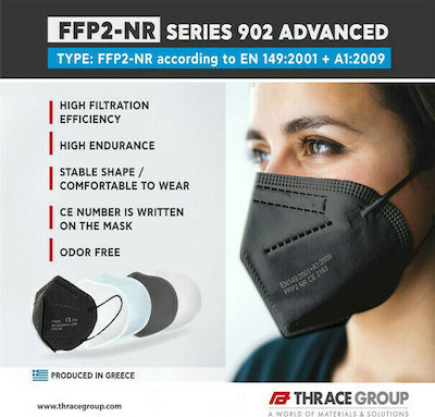Plastika THrakis Series 902 Advanced Disposable Protective Mask FFP2 NR Black 60pcs