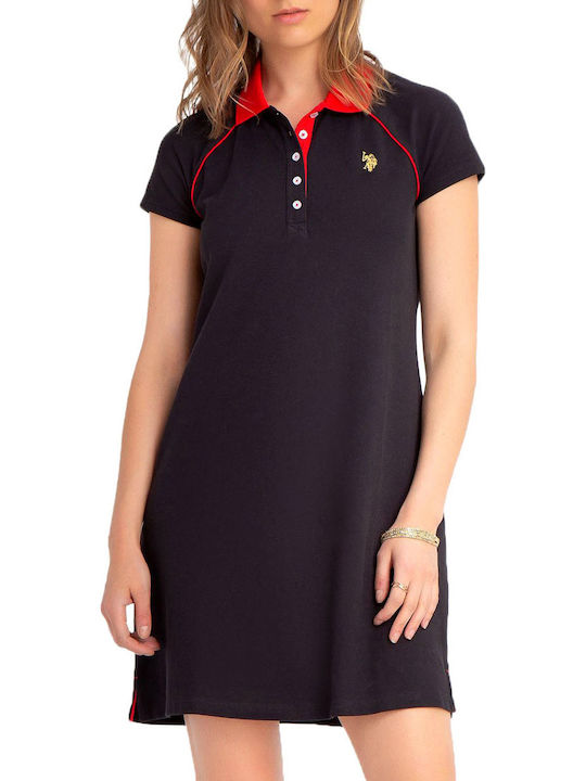 U.S. Polo Assn. Mini Καλοκαιρινό All Day Φόρεμα με Κουμπιά Μαύρο