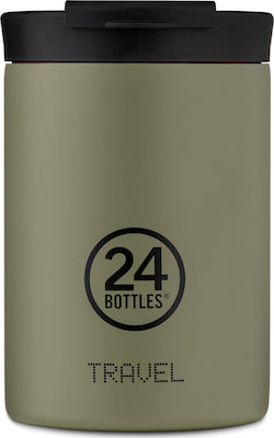 24Bottles Travel Tumbler Glass Thermos Stainless Steel BPA Free Green 350ml with Mouthpiece