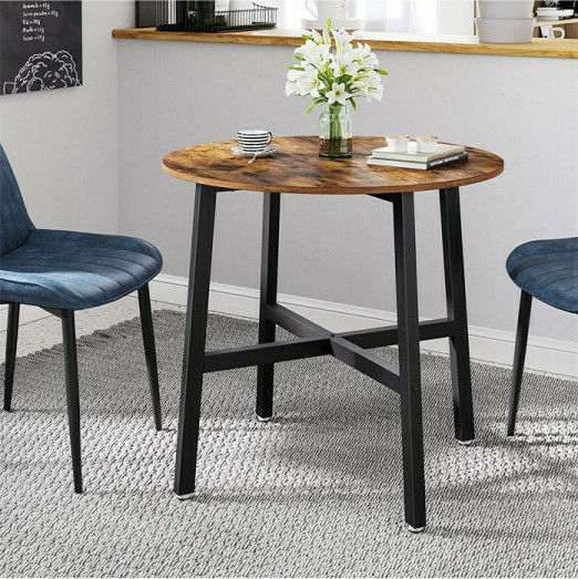 Round Central Wooden Brown Coffee Table W80xL80xH75cm