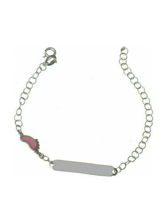 Children's identity bracelet made of silver with paw print