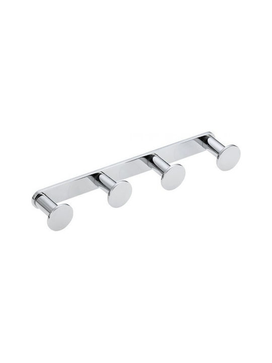 Verdi Wall-Mounted Bathroom Hook with 4 Positions Silver