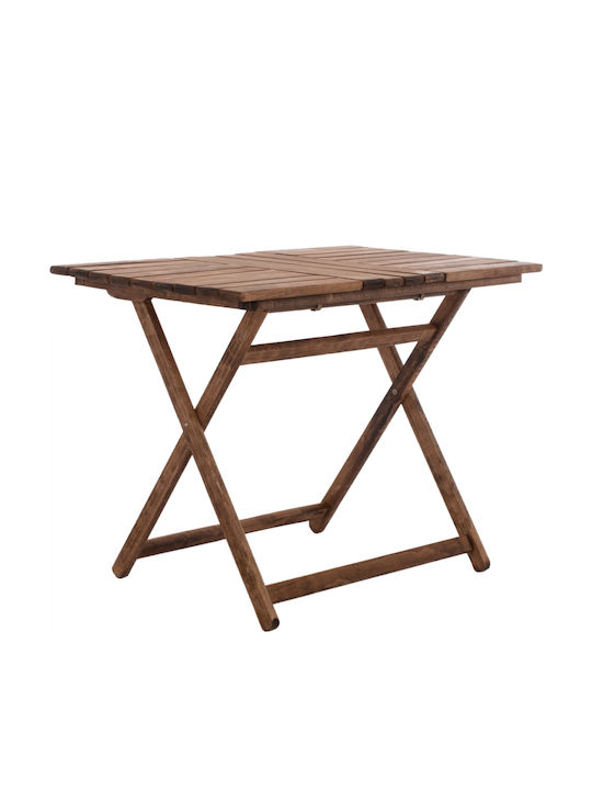 Λήμνος Outdoor Foldable Wood Table for Small Spaces Walnut 101.5x63x75cm