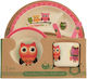 Feeding Set Owls made of Bamboo White 5pcs