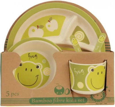 Feeding Set Βατραχάκι made of Bamboo Green 5pcs