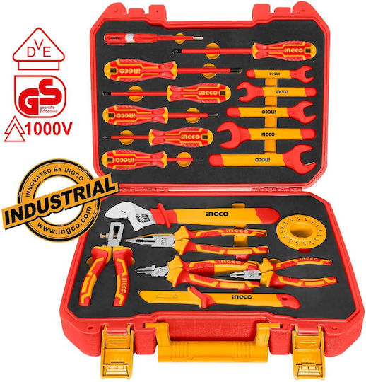 Ingco Valiza cu 19 Set de scule de electrician
