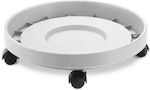 Plastona 111 Round Plate Pot Wheeled White 29x29cm