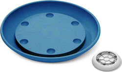 Plastona 935 Round Plate Pot Wheeled Aegean Blue 35x35cm