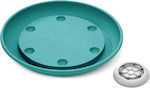 Atmosphera 935 Round Plate Pot Wheeled Turquoise 35x35cm