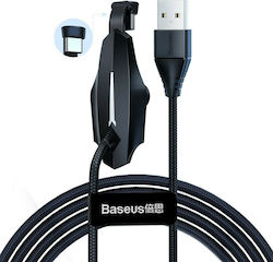 Baseus Stylish Colorful Sucker Angle (90°) / Braided USB 2.0 Cable USB-C male - USB-A male Black 1.2m (CATXA-A01)