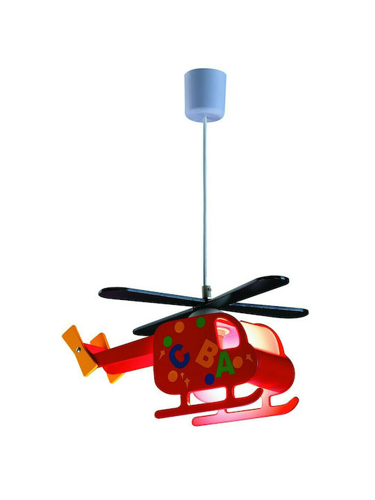 Rabalux Helikopter O singură lumină Lumină de tavan pentru copii Agățat din plastic 40W cu suport pentru bec E27 Roșu 36x12cm