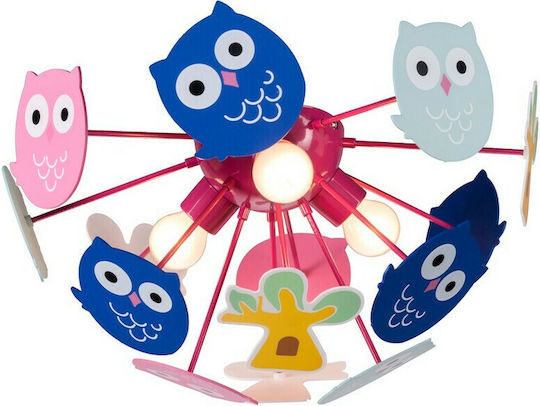 Rabalux Birdy Einfaches Licht Kinderdeckenleuchte Deckenleuchte montieren 40W mit Fassung E14 Mehrfarbig 42x20cm