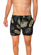 Leaves Men's Swimwear Shorts Black with Patterns