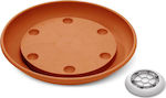 Plastona 935 Round Plate Pot Wheeled Orange 35x35cm