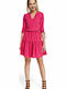 MOE M301 Mini Dress with Ruffle Pink MOE301