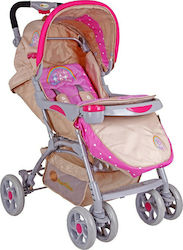 Beboulino Bello Pink Bears Adjustable Baby Stroller Suitable for Newborn Pink 9.5kg