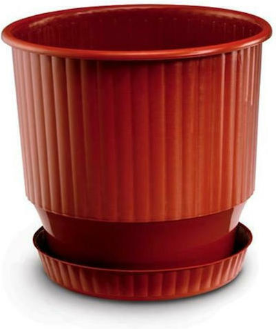 Atmosphera Ionian Round Plastic Flower Pot Red 50x50x49cm
