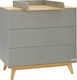 Oslo Baby Dresser with 3 Drawers Gray 90x53x88cm