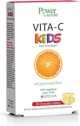 Power Of Nature Vita-C Kids Στέβια Βιταμίνη 100mg Πορτοκάλι 30 μασώμενες ταμπλέτες