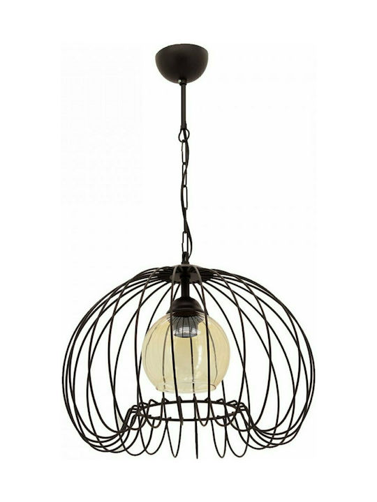 Klikareto Demet Pendant Light Black Grid with Socket E27 37x65cm