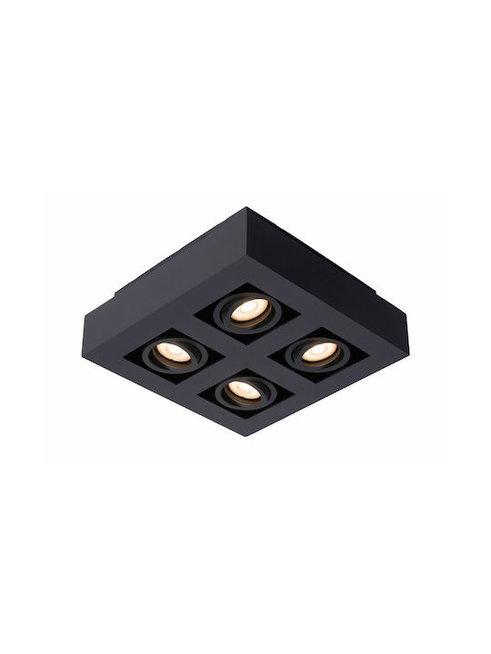 Lucide Lightning Xirax Σποτ με 4 Φώτα και Ντουί GU10 σε Μαύρο Χρώμα