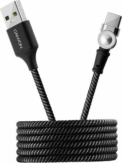 Canyon Плетен USB 2.0 Кабел USB-C Мъжки - USB-A Черен 1м CNS-USBC8B
