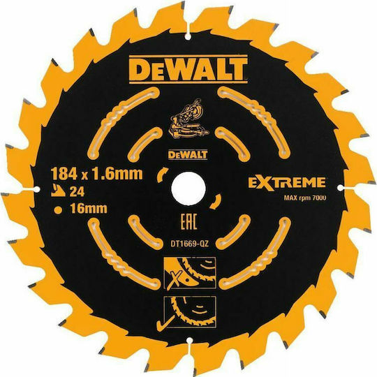 DEWALT Cutting Disc Wood Hole Diameter 184mm with 24 Teeth 1pcs