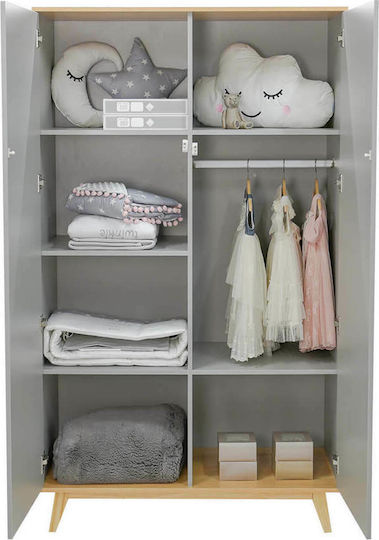 Oslo Two Door Wardrobe Grey 105x53x180cm