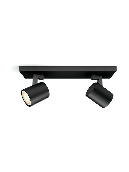 Philips Hue Runner Double Black Spot with GU10 Lamp Adapter