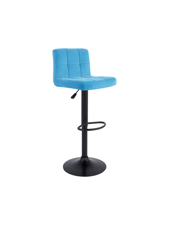 Stool Bar Diana with Back & Adjustable Height Turquoise / Black Checkmate 44x40x90cm