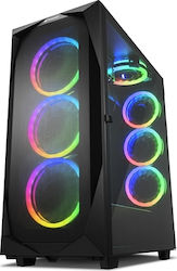 Sharkoon REV300 Jocuri Turnul complet Cutie de calculator cu fereastră laterală și iluminare RGB Negru