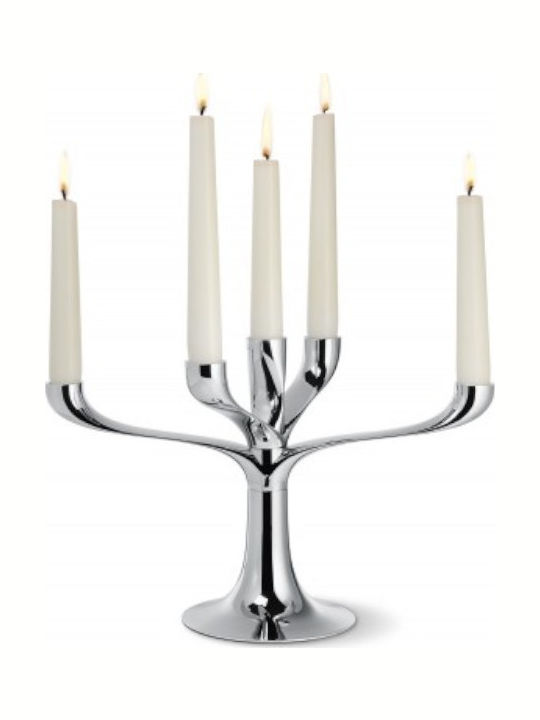 Philippi Candelabra Candle Holder Metal 5 Seats Silver 20cm 1pcs