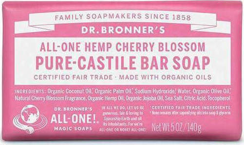 Dr Bronner's Pure-Castile Bar Soap All-One Hemp Cherry Blossom with Coconut & Olive Oil 140gr