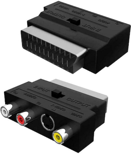 Powertech CAB-S011 Converter Scart / S-Video / RCA male to Scart / S-Video / RCA female 10pcs