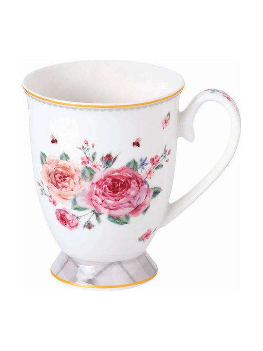 Floral Paris Roses Porcelain Cup White