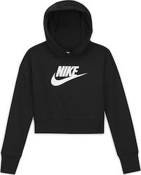 Nike Kids Cropped Sweatshirt with Hood Black Sportswear Club